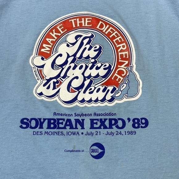 Vintage Screen Stars Best Soybean Expo Des Moines, Iowa Blue Tshirt Large 1989 - Picture 5 of 8